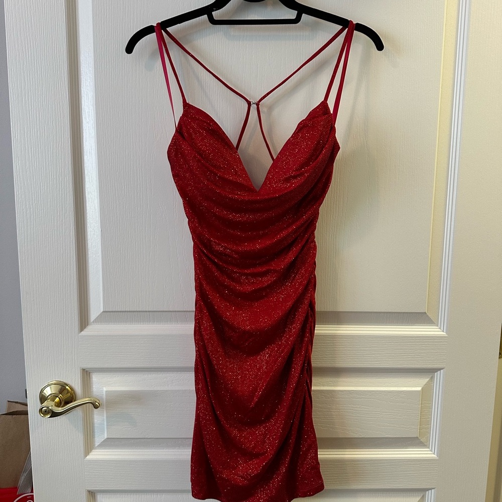 Windsor Glittery Red Strappy Mini Dress
